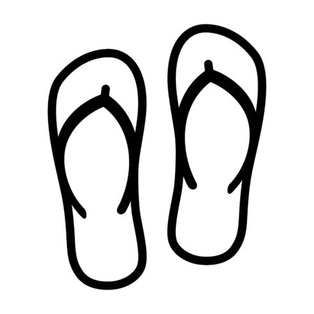Flip flops sandal beach wear line art vector icon for apps and websitesのイラスト素材