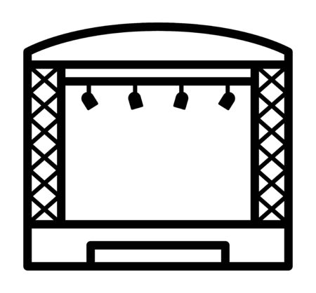 Theatrical musical concert stage with lights line art vector icon for music apps and websitesのイラスト素材