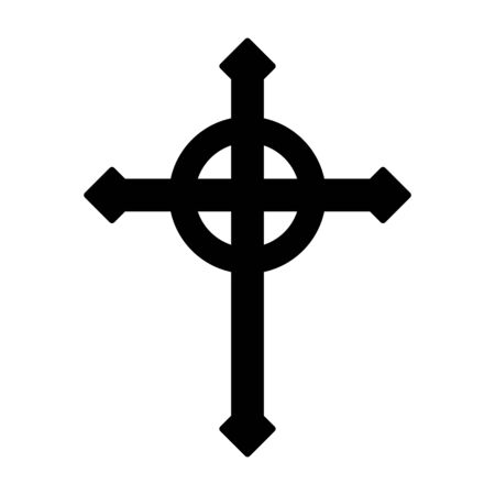 Ringed Celtic or Gothic Christian cross with nimbus ring flat vector icon for religion apps and websitesのイラスト素材