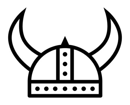 Horned Viking helmet line art vector icon for games and websitesのイラスト素材