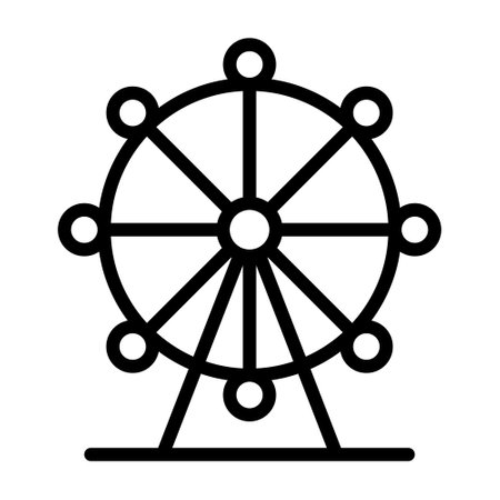 Ferris wheel amusement ride with observation pods line art vector icon for apps and websitesのイラスト素材