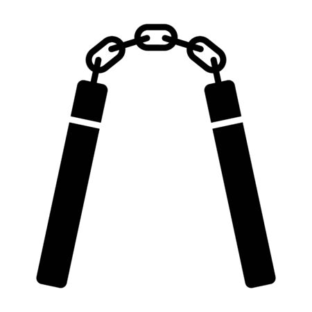 Nunchucks or nunchaku weapon flat vector icon for games and websitesのイラスト素材