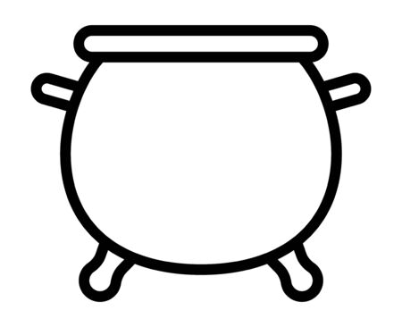 Cauldron / caldron cooking pot line art vector icon for games and websitesのイラスト素材