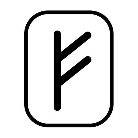 Fehu rune - the symbol or sign of wealth or livestock line art vector icon for games and websitesのイラスト素材