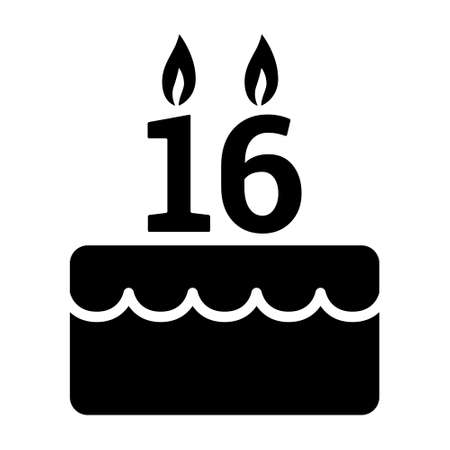 Sweet 16 / sixteen birthday cake for celebration flat vector icon for food apps and websitesのイラスト素材