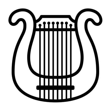 Lyre harp classical musical instrument line art vector icon for music apps and websites