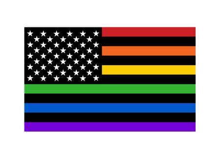 American pride rainbow flag with stars and stripes flat vector icon for LGBT apps, websites and printのイラスト素材