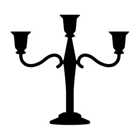 Candlestick or candelabra candle holder with three arms flat vector icon for apps and websitesのイラスト素材
