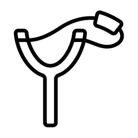 Slingshot / sling shot weapon line art vector icon for games and appsのイラスト素材