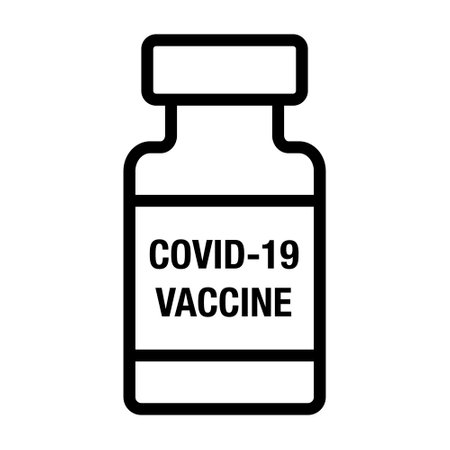 Coronavirus COVID-19 vaccine bottle line art vector icon for medical apps and websitesのイラスト素材