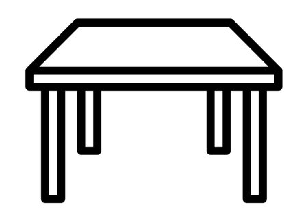 Square dinner table or work desk line art vector icon for apps and websitesのイラスト素材