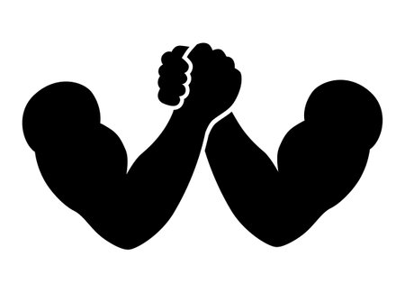 Arm wrestling or armwrestling sport flat vector icon for sports apps and websitesのイラスト素材