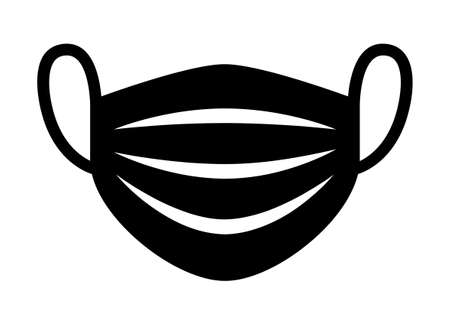 Medical face mask or surgical facemask protection  with folds flat vector icon for apps and websitesのイラスト素材