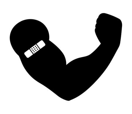 Vaccinated arm with COVID-19 vaccine flat vector icon health apps and websitesのイラスト素材