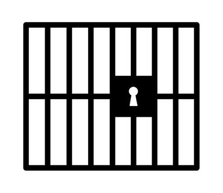 Jail or prison with bars and locked door line art vector icon for games and appsのイラスト素材