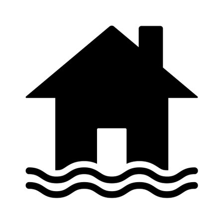 House flooding or home flood flat vector icon for real estate apps and websitesのイラスト素材