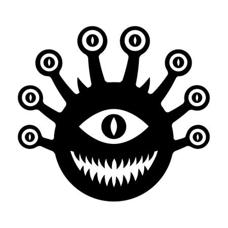 Big one eyed monster flat vector icon for games and websitesのイラスト素材