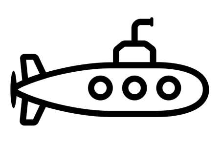 Submarine or submersible watercraft sub line art vector icon for apps and websitesのイラスト素材