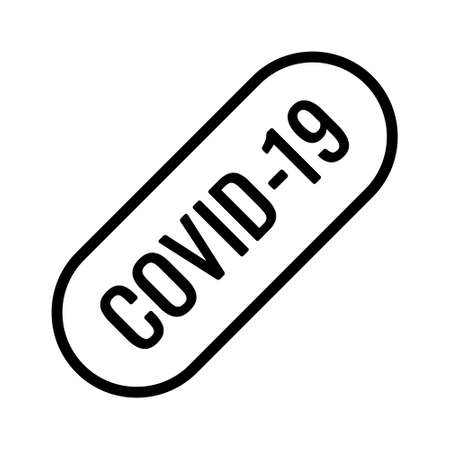 COVID-19 pill or medication line art vector icon for medical apps and websitesのイラスト素材