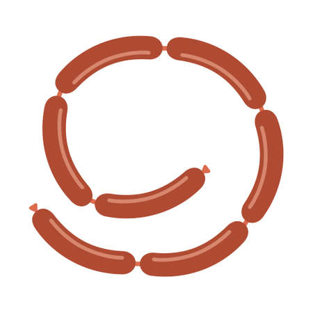 Sausage links or group of bangers flat vector color icon for food apps and websitesのイラスト素材