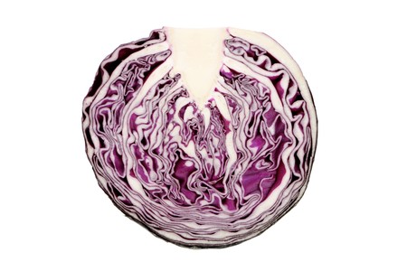 Sliced red cabbage. Isolated on white.の写真素材