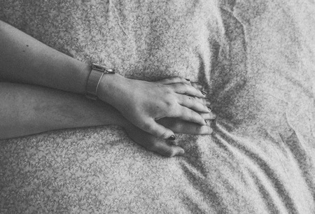 Hands caught love in black and whiteの写真素材