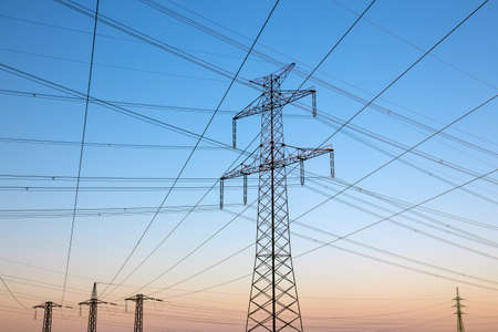 pylons of high voltage linesの写真素材