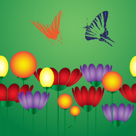 flowers and butterfly eps10のイラスト素材