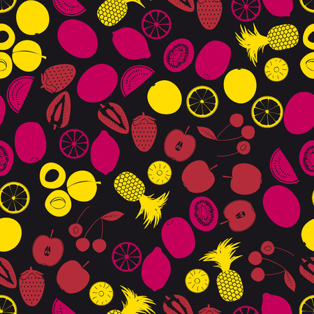 fruits and half fruits color seamless pattern eps10のイラスト素材