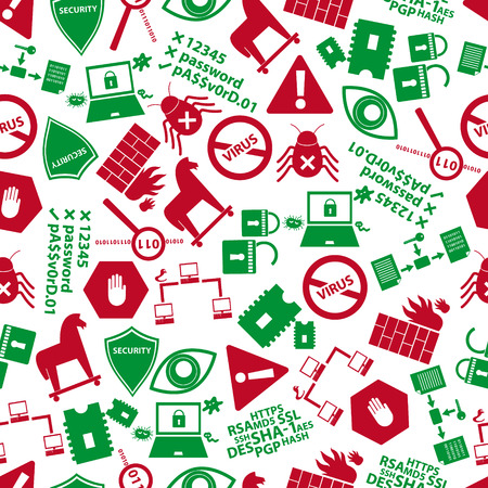 computer security icons red and green pattern のイラスト素材
