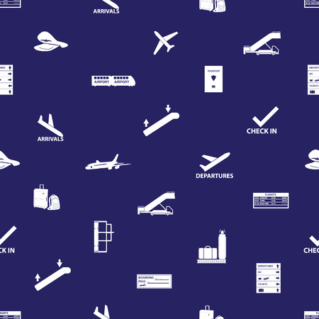 airport icons blue and white seamless patternのイラスト素材