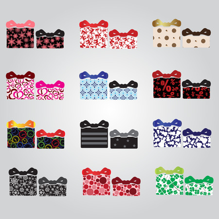 various colorful textured packages gifts set のイラスト素材