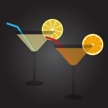 two glasses full of cocktail drink at party のイラスト素材