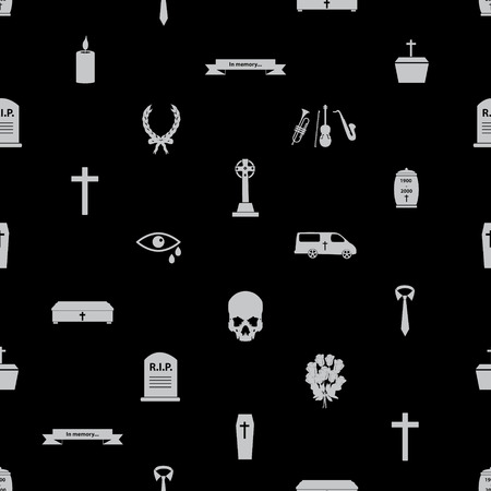 funeral icons black seamless pattern eps10のイラスト素材