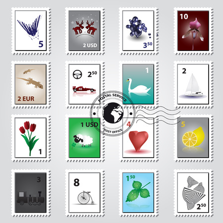 postage stamps color set 
のイラスト素材