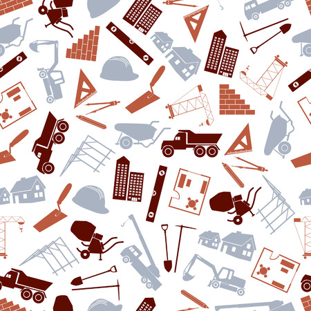 construction icons seamless color pattern のイラスト素材
