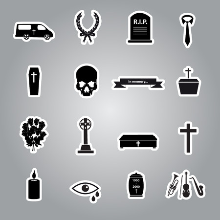 funeral stickers setのイラスト素材