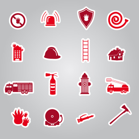 fire brigade stickers setのイラスト素材