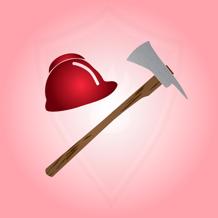 fire brigade axe and helmetのイラスト素材