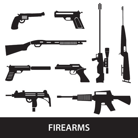 firearms weapons and guns iconsのイラスト素材