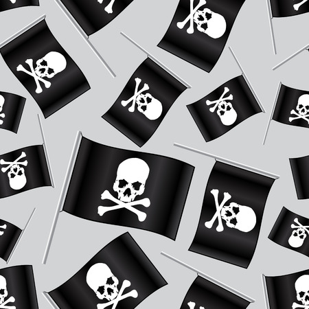 black pirate flag with skull and bones patternのイラスト素材
