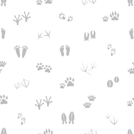 basic animal footprints gray and white seamless pattern eps10のイラスト素材