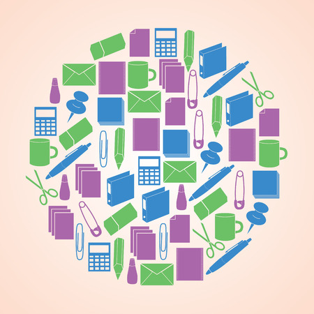 office icons collection in circle eps10のイラスト素材