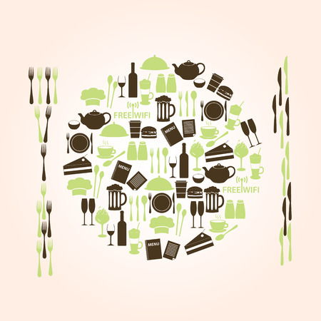 restaurant and pub icons plate shape eps10のイラスト素材