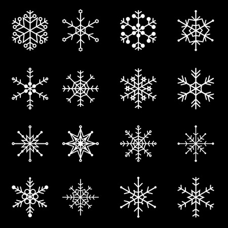 16 types of white snowflakes eps10のイラスト素材