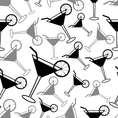 alcohol cocktail black and gray seamless pattern eps10のイラスト素材