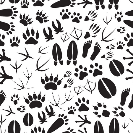 animal footprints black and white seamless pattern eps10のイラスト素材
