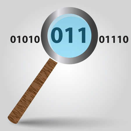 magnifying glass from wood and binary digits eps10のイラスト素材