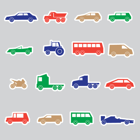 simple cars color stickers collection eps10のイラスト素材