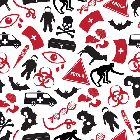 ebola disease red and black icons pattern eps10のイラスト素材
